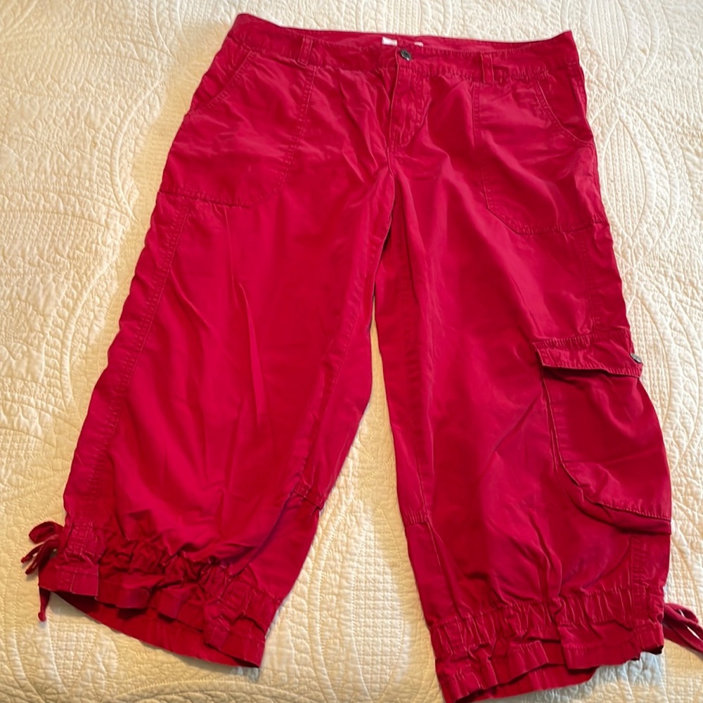 London Jean Chino Capris.  Red.  Size 14